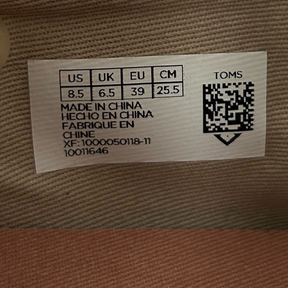 TOMS Womens Alpargata Rose Gold & Natural Canvas Dots Slip On Size 8.5 Polka Dot - Picture 5 of 8